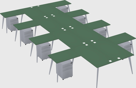 Shared l-shaped office desk system