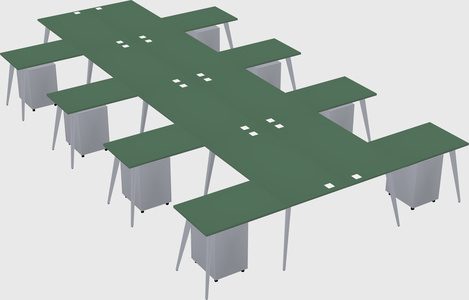 Shared l-shaped office desk system