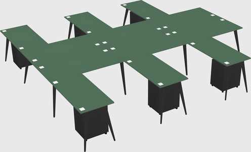 Shared l-shaped office desk system