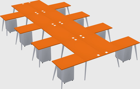 Shared l-shaped office desk system