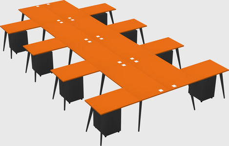 Shared l-shaped office desk system