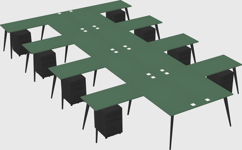 Shared l-shaped office desk system