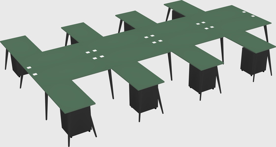 Shared l-shaped office desk system