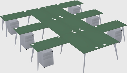 Shared l-shaped office desk system