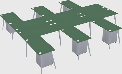 Shared l-shaped office desk system