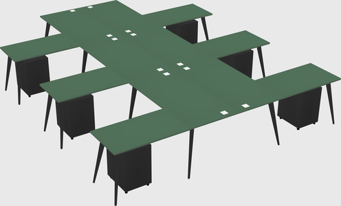Shared l-shaped office desk system