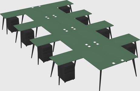 Shared l-shaped office desk system