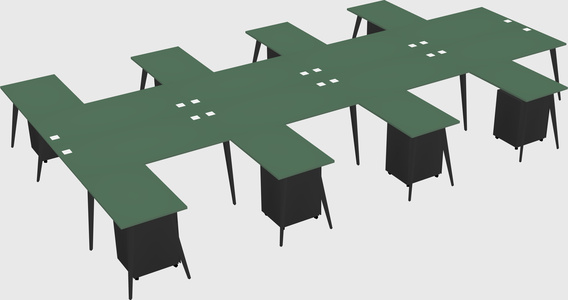 Shared l-shaped office desk system
