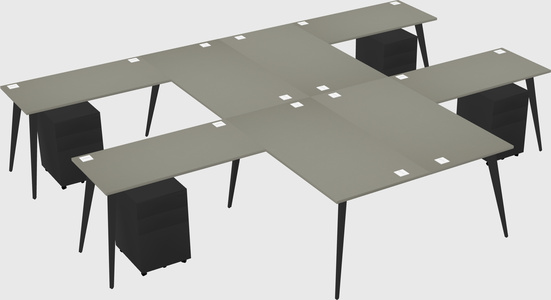 Shared l-shaped office desk system