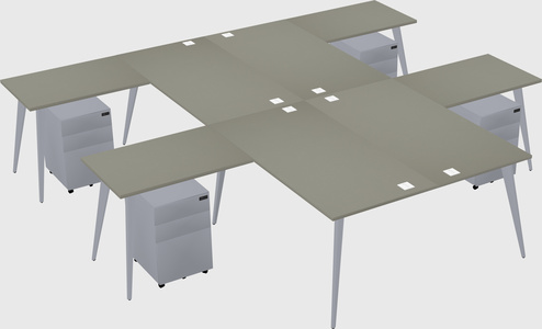 Shared l-shaped office desk system