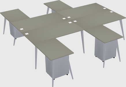 Shared l-shaped office desk system
