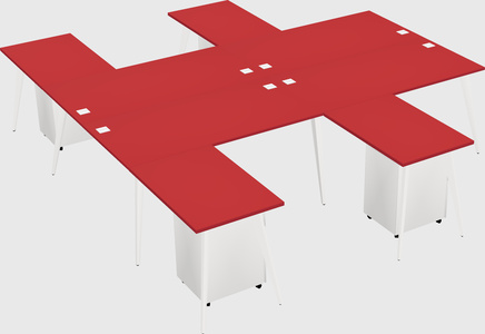 Shared l-shaped office desk system