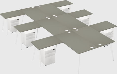 Shared l-shaped office desk system