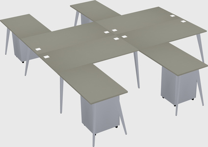 Shared l-shaped office desk system