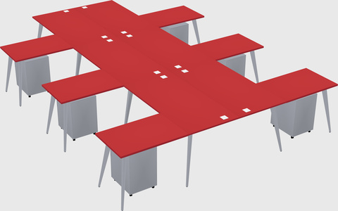 Shared l-shaped office desk system