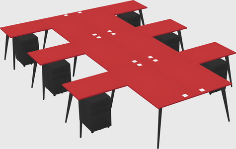 Shared l-shaped office desk system