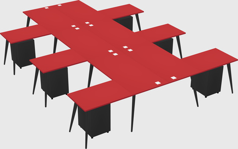 Shared l-shaped office desk system