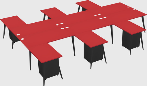 Shared l-shaped office desk system