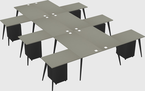 Shared l-shaped office desk system