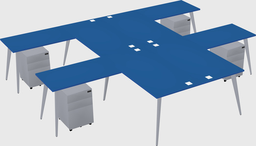 Shared l-shaped office desk system