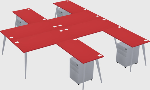 Shared L-shaped Office Desk System