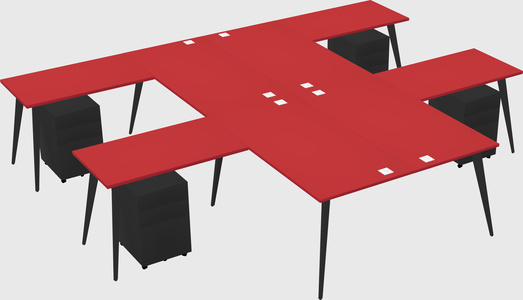 Shared l-shaped office desk system