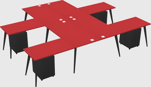 Shared l-shaped office desk system