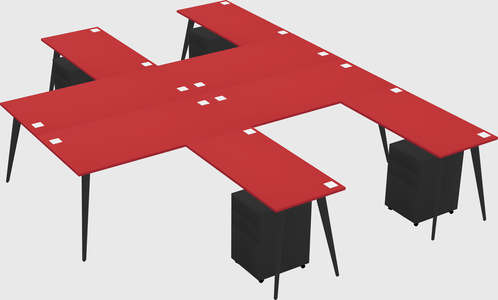 Shared l-shaped office desk system