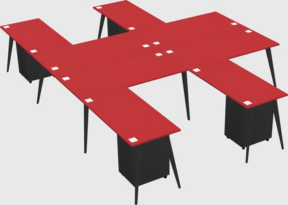Shared l-shaped office desk system