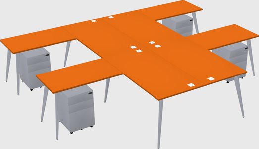 Shared l-shaped office desk system