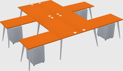 Shared l-shaped office desk system