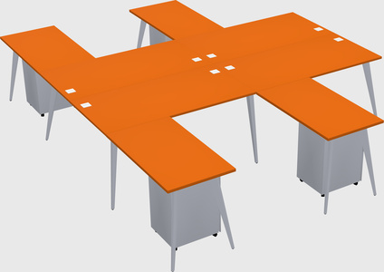 Shared l-shaped office desk system
