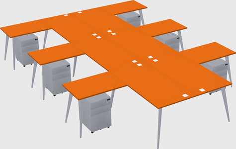 Shared l-shaped office desk system