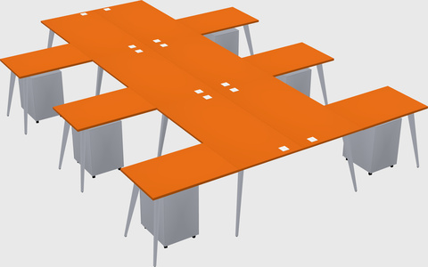 Shared l-shaped office desk system