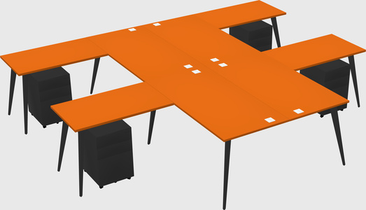 Shared l-shaped office desk system