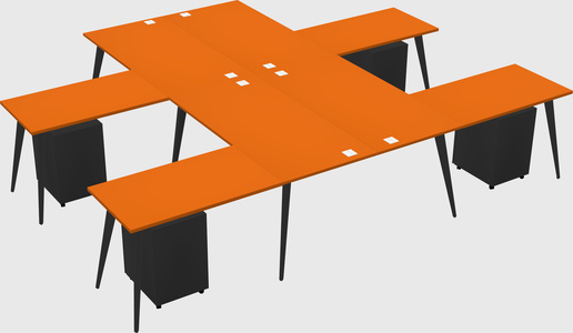 Shared l-shaped office desk system