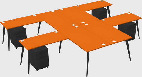 Shared l-shaped office desk system