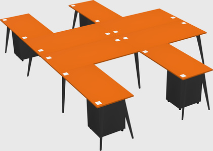 Shared l-shaped office desk system