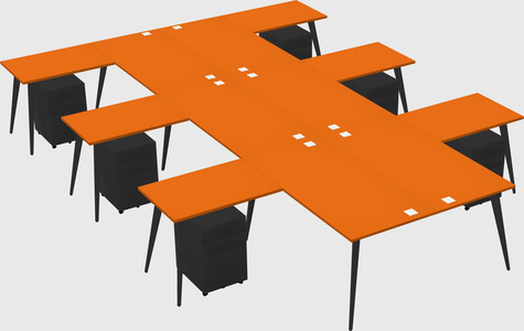 Shared l-shaped office desk system