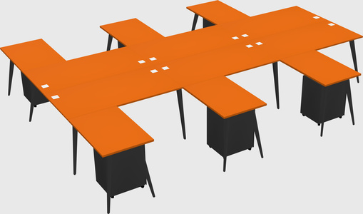 Shared l-shaped office desk system