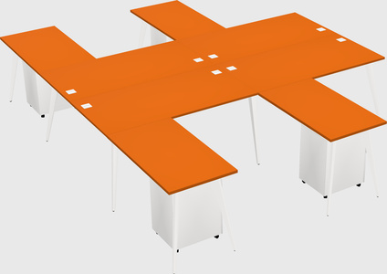 Shared l-shaped office desk system