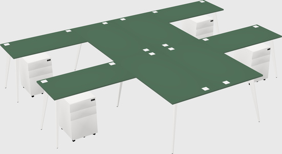 Shared l-shaped office desk system