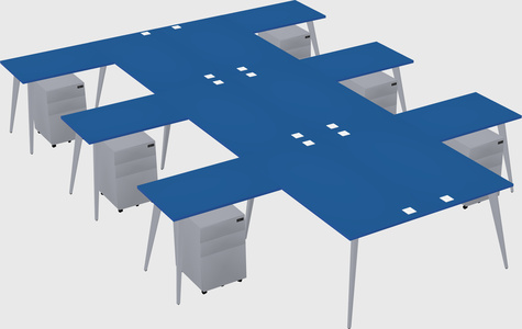 Shared l-shaped office desk system