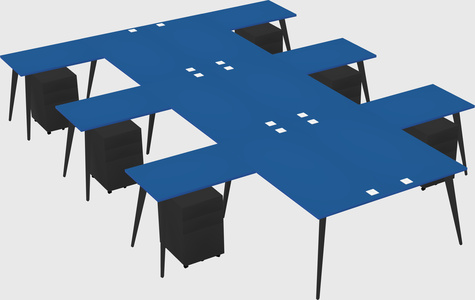 Shared l-shaped office desk system