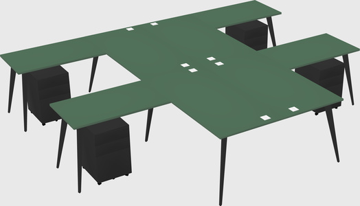 Shared l-shaped office desk system