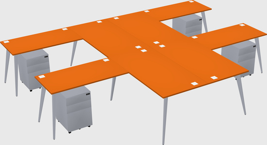Shared l-shaped office desk system