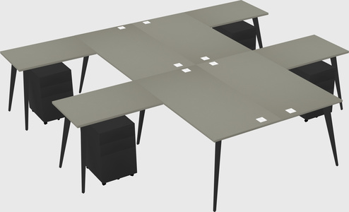 Shared l-shaped office desk system