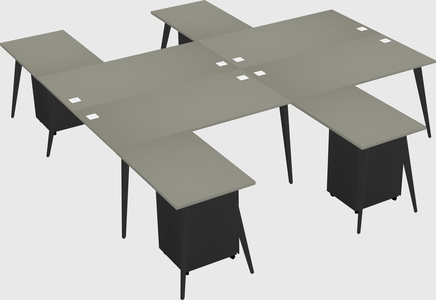 Shared l-shaped office desk system