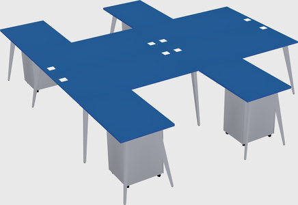 Shared l-shaped office desk system