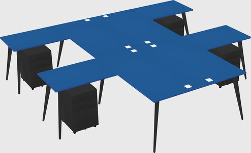 Shared l-shaped office desk system
